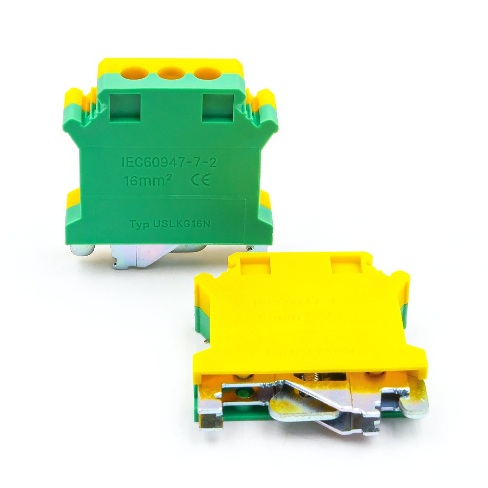 USLKG 16N PE Ground DIN Rail Terminal Block