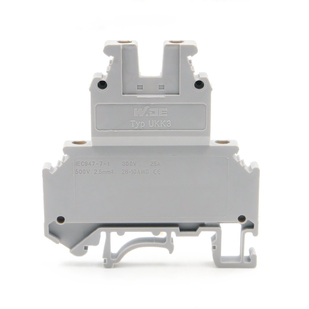 UKK 3 Double-Level Screw Connection DIN Rail Terminal Block