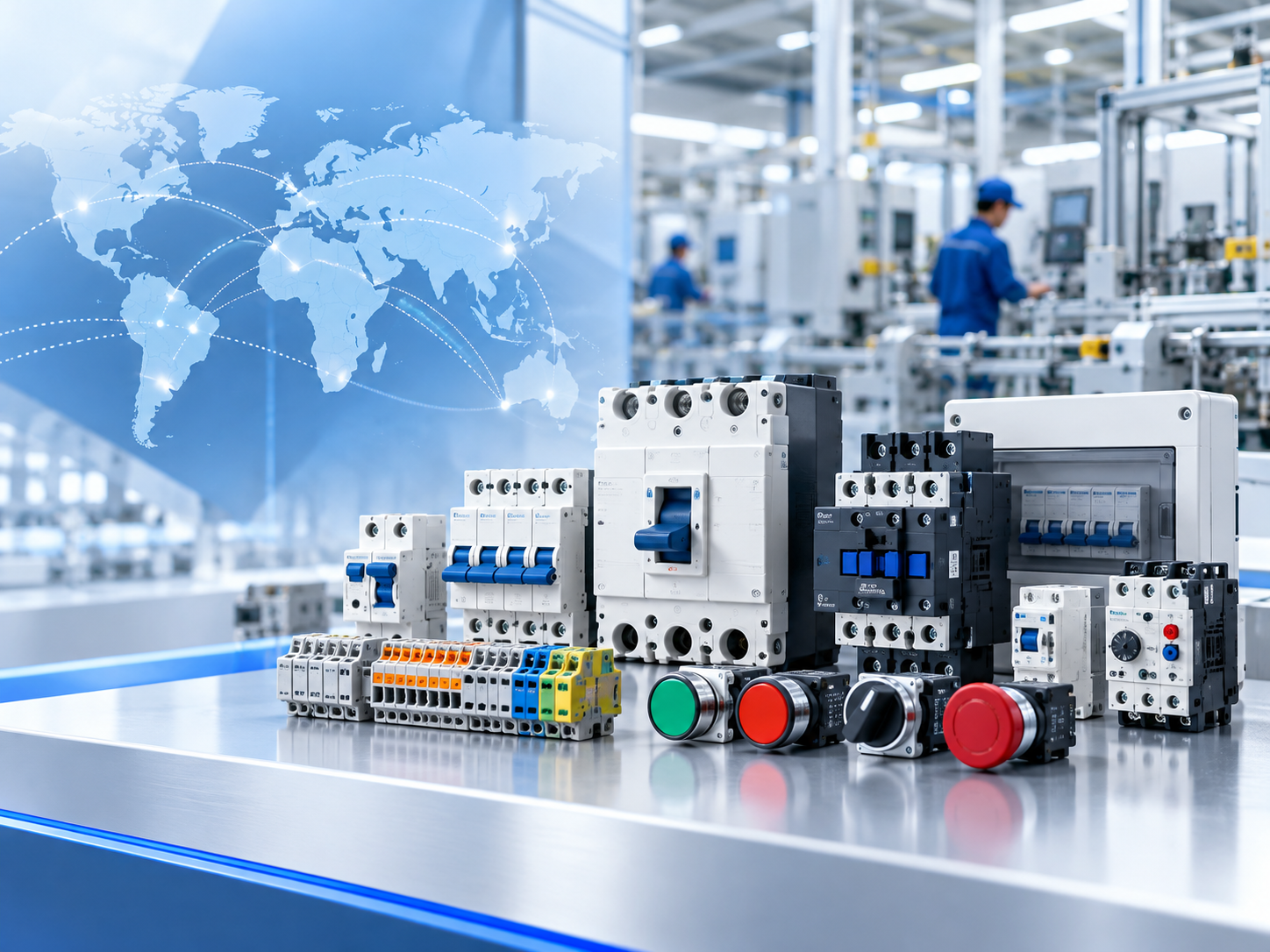 Industrial electrical components and manufacturing factory
